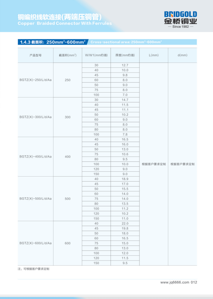 鍍錫銅編織線軟連接的尺寸 鍍錫銅編織線軟連接的尺寸